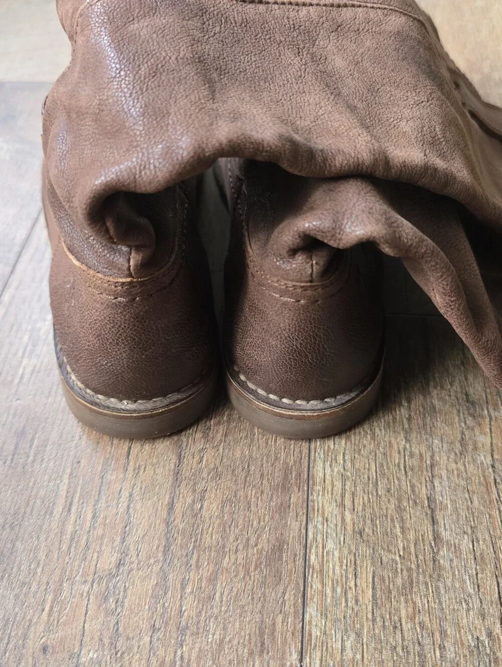 FRYE Celia X Stitch Brown Pebble Leather Tall Pull On Riding Boots Size 7 B - Picture 7 of 12